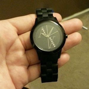 Armani Exchange Black Silicone Wrapped SS