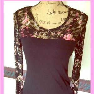 Floral, lace long-sleeve top (Charlotte Russe)
