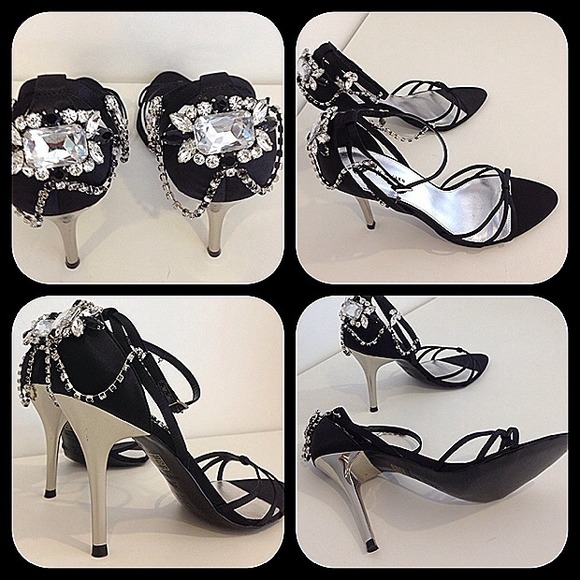 Karen Millen clear black crystal chandelier heels - Picture 2 of 4