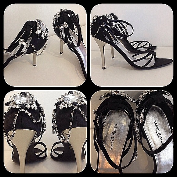 Karen Millen clear black crystal chandelier heels - Picture 3 of 4