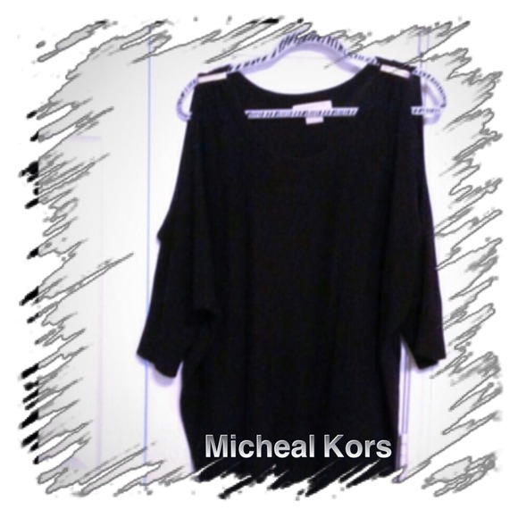 MICHAEL KORS navy blue 3/4 cold shoulder top