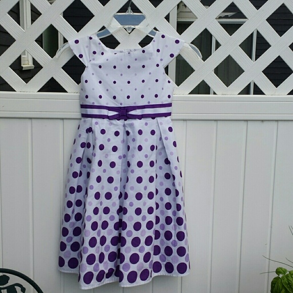 Little girls purple polka dot dress