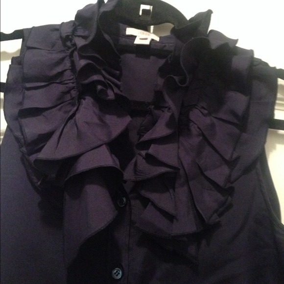 ❌sold in bundle❌ Navy Silk J. Crew Blouse - Picture 2 of 4