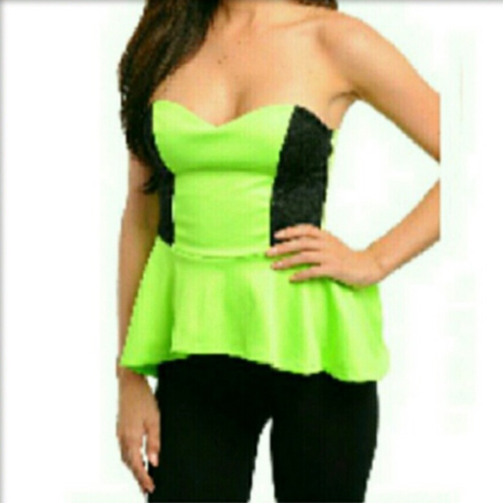 Neon Green Peplum Top