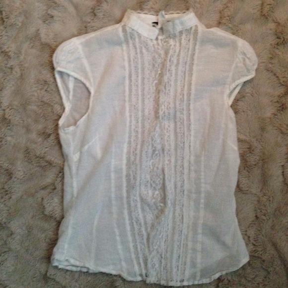 Lace button up top
