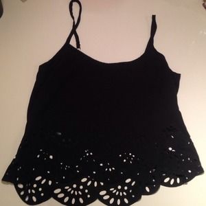 Black brandy tank top with scalloped detail