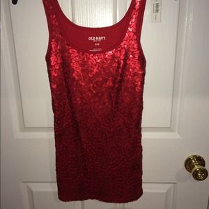 Red sequined tank top, never been worn