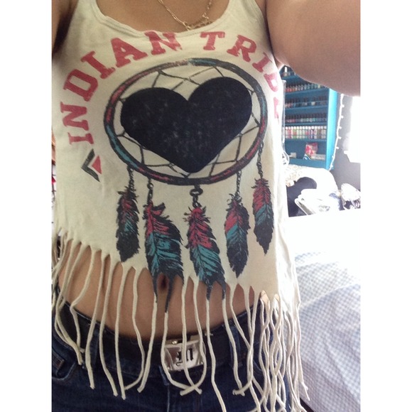 🚫SOLD VIA VIBTED🚫 Dream Catcher Tank with Fringe - Picture 4 of 4