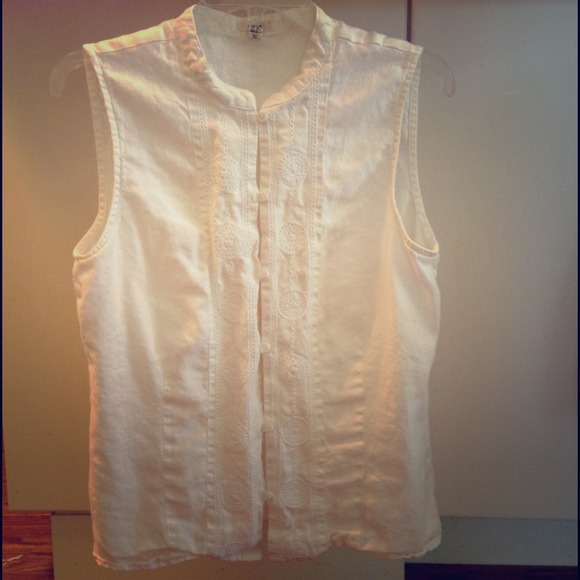 ☀️🌀Sleeveless Off-White Linen Summer top🌀☀️