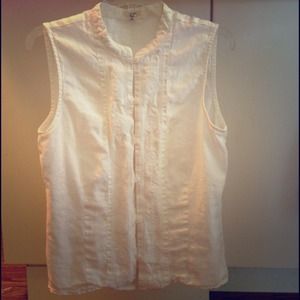 ☀️🌀Sleeveless Off-White Linen Summer top🌀☀️
