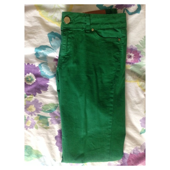 Zara Green Jeans with Side Zippers