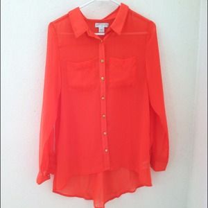 Cotton On Orange Long Sleeve Blouse