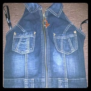 Baby Phat Denim Halter Top Small