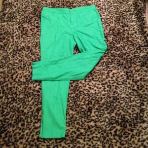 Bright green tapered leg trousers