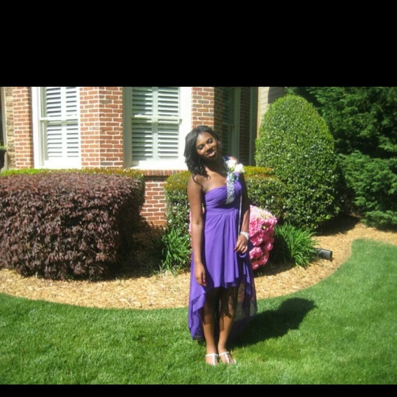 Purple high-low prom dress