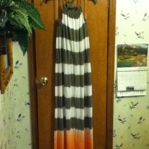 Cute green, white and orange Ombré dress