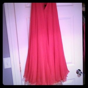 Pinkish red chiffon layered dress