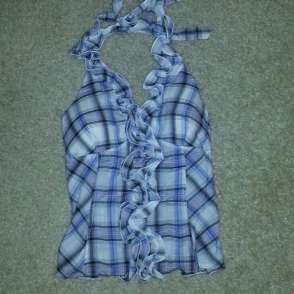 Purple plaid halter top