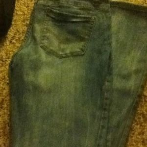 Medium wash denim jeans.
