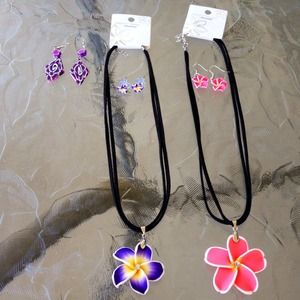 Flower Necklaces and Earrings