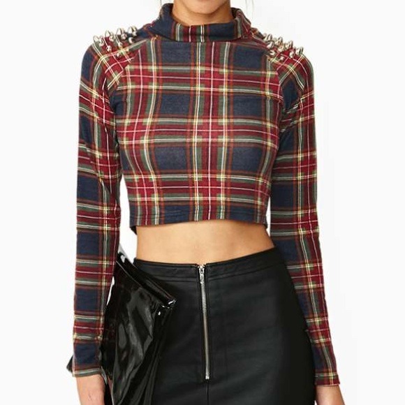 🚨SOLD🚨Unif studded plaid turtle neck