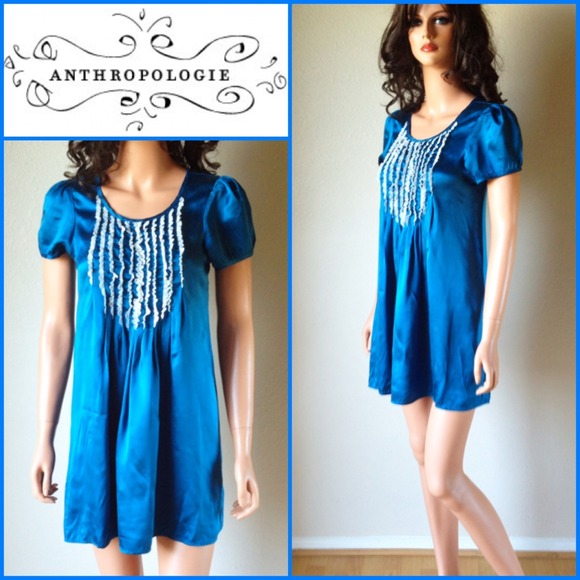 Anthropologie Dresses & Skirts - ANTHROPOLOGIE PORRIDGE Blue Lace Ruffle Dress