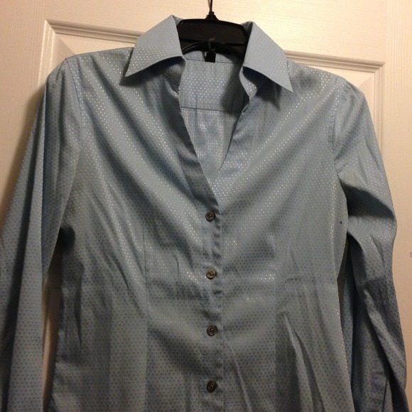 Express dressy button-down shirt in baby-blue - Picture 1 of 4