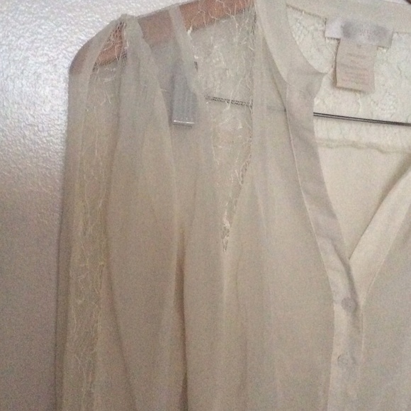 Miss Me lace boho ivory sheer blouse - Picture 3 of 4