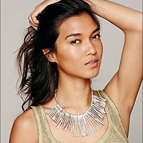 Free People Pewter Rays Collar Necklace