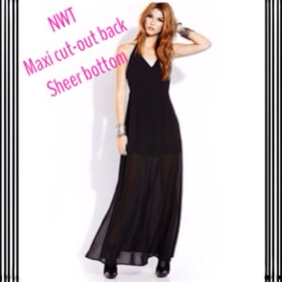 Forever 21 Dresses & Skirts - FINAL SALE 🎉NWT Black Maxi Sheer Cut-Out Dress