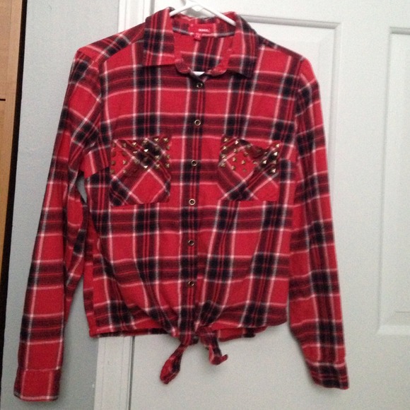 Red Flannel with Studded Pockets - Picture 1 of 2