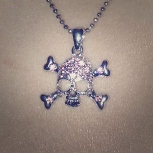 Pink Rhinestone Skull Necklace