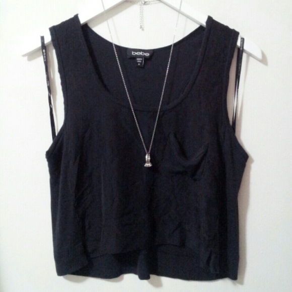Bebe Cropped Racerback Tank Top