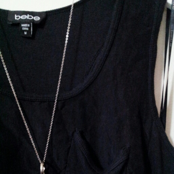 Bebe Cropped Racerback Tank Top - Picture 3 of 4