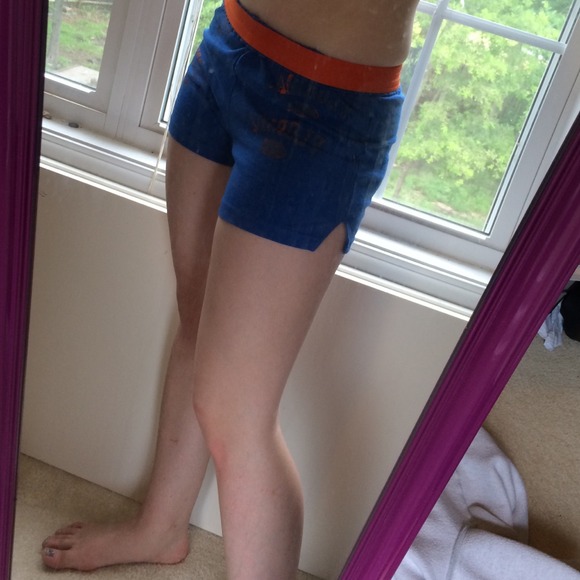 Florida orange and blue Soffee shorts. - Picture 1 of 3