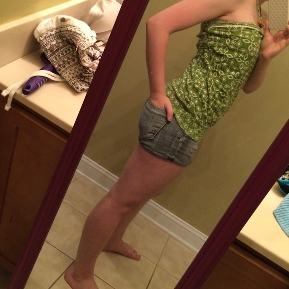 Strapless, forest green tank top. - Picture 2 of 4