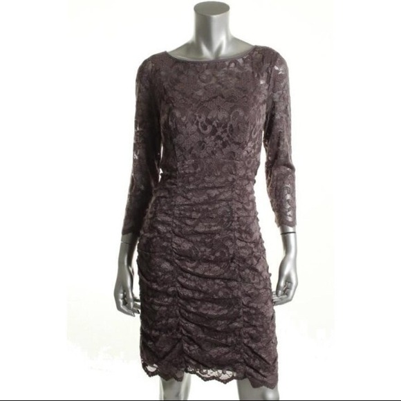 Grey lace dress.