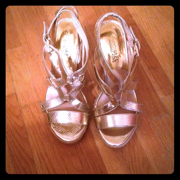 Michael Kors gold wedges
