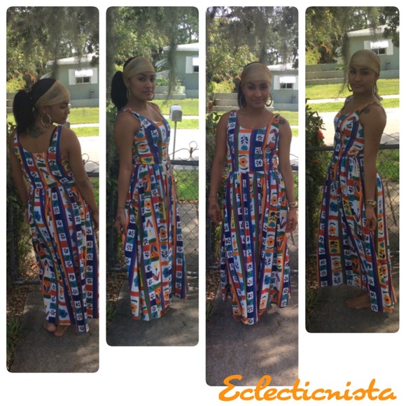 VTG Caribbean color flower Dress