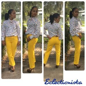 Vtg Poka dot bow tie collar shirt