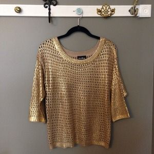 Gold Open-Knit Sweater