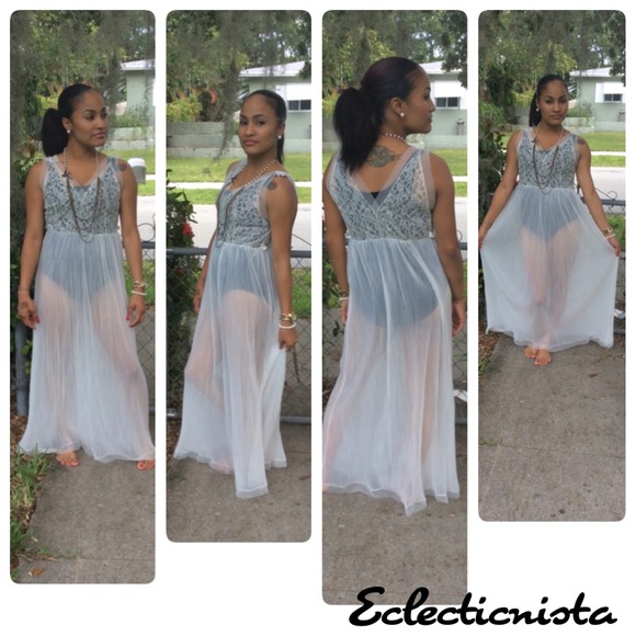 Vtg lace see through dress