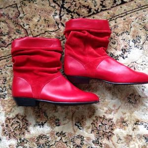 NEVER WORN red suede leather booties !!!!HP 7/8!!!