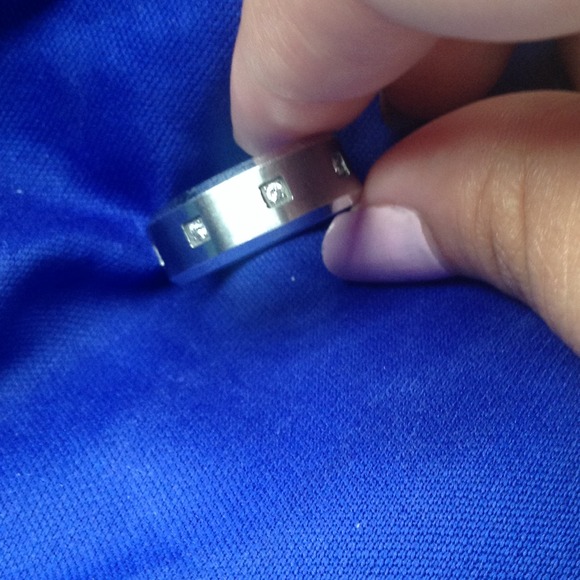 Stainless steel mens engagement or wedding ring
