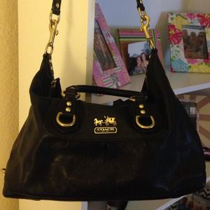 Black leather Coach bag