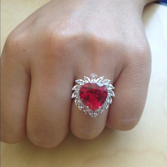 Heart Shape Ruby/Topaz Sterling Silver Ring