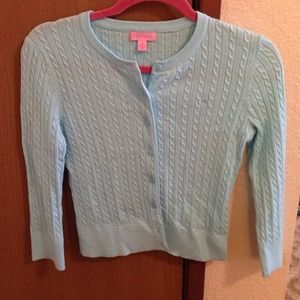 Lilly Pulitzer light blue cableknit cardigan
