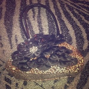 Leopard Printed Bag with Floral Detail