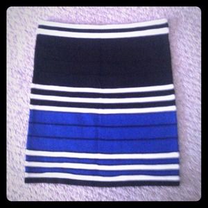 Black, Blue& White Striped Skirt