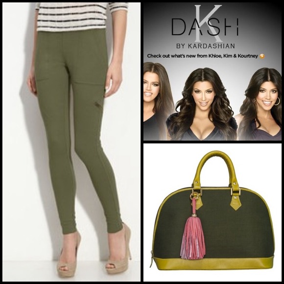 K-Dash by Kardashian Pants - K-Dash Olive Leggings with Leg Detail